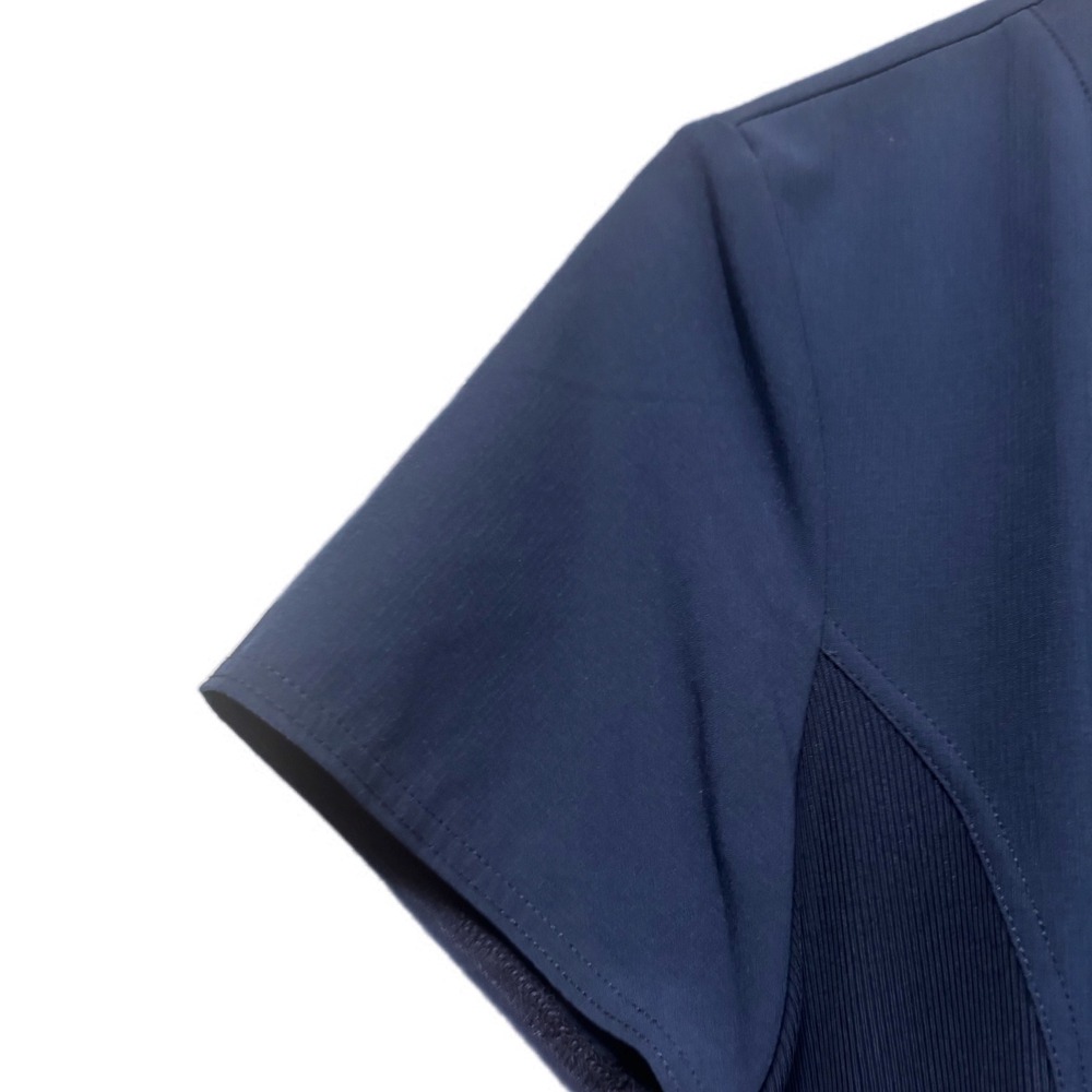 Med Couture Amp Scrub Top Womens M Navy Blue Excellent V-Neck Ribbed MC701 - Picture 5 of 10